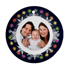 Snowflake Fairy Lights Round double sided ornament - Round Ornament (Two Sides)