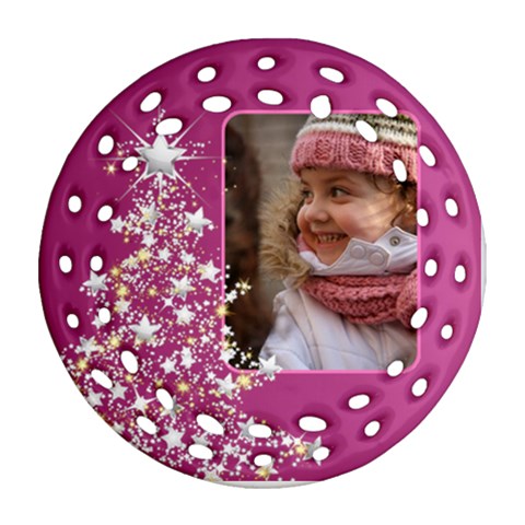 Pink Christmas Tree Filigree Ornament By Deborah Front
