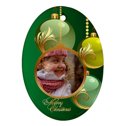 Green Christmas Oval Ornament 2 (2 Sided) By Deborah Back