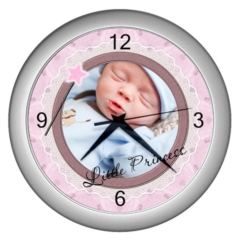 Little Princess Wall Clock (silver) By Lil Front