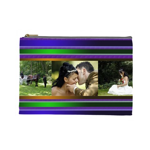 My Stripes 2 Large Cosmetic Bag By Deborah Front
