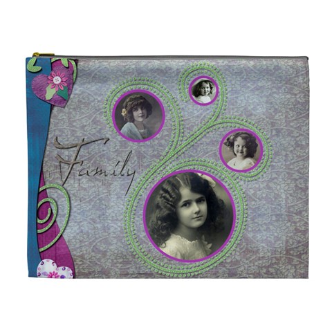 Family Scroll Extra Large Cosmetic Bag By Catvinnat Front