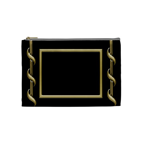 Black And Gold (medium) Cosmetic Bag By Deborah Front