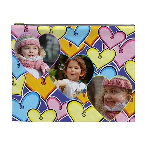 Hearts (xl) Cosmetic Bag By Deborah Front