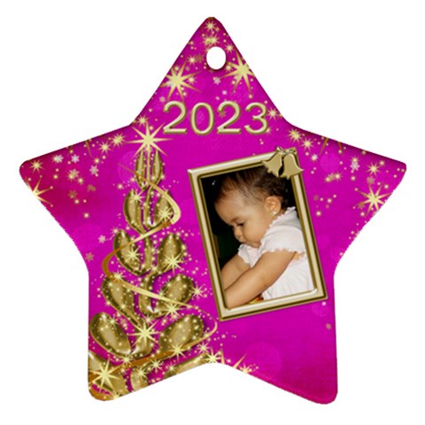 2023 Pink Star Ornament (2 Sided) By Deborah Front