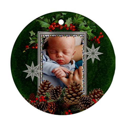 Christmas Holly Round Ornament (2 Sides) By Lil Front
