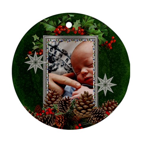Christmas Holly Round Ornament (2 Sides) By Lil Back