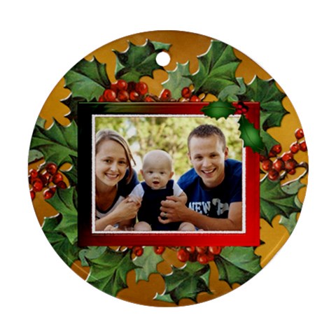Christmas Berries Round Ornament (1 Sided) By Lil Front