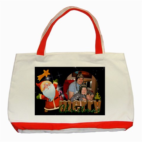 Jolly Santa Merry Christmas Red Gift Bag Tote By Catvinnat Front