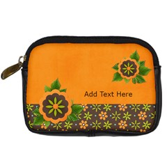 Digital Camera Leather Case : Orange Flowers