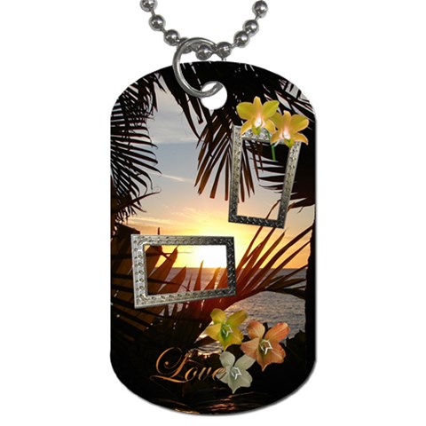 Palm Sunset 2 Shadow Frame Dog Tag By Ellan Front