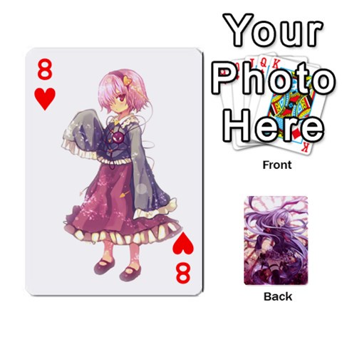 Touhou Playing Card Deck Reisen Back By K Kaze Front - Heart8