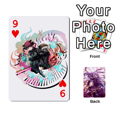 Touhou Playing Card Deck Reisen Back By K Kaze Front - Heart9