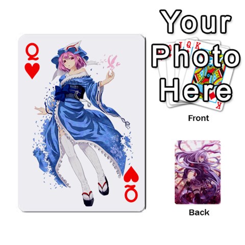 Queen Touhou Playing Card Deck Reisen Back By K Kaze Front - HeartQ
