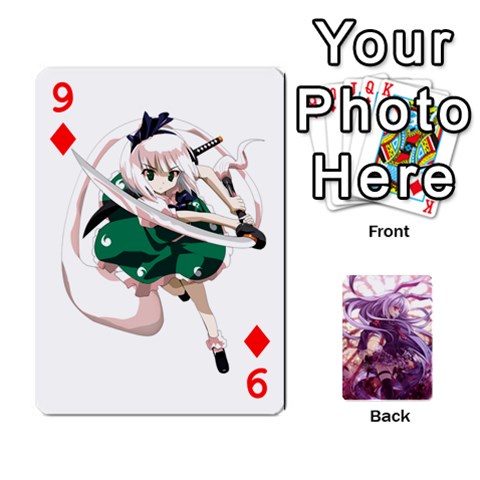 Touhou Playing Card Deck Reisen Back By K Kaze Front - Diamond9