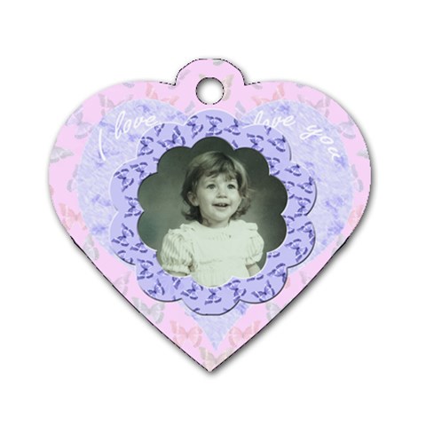 I Love You Pink Blue Flower Heart Dog Tag By Claire Mcallen Back