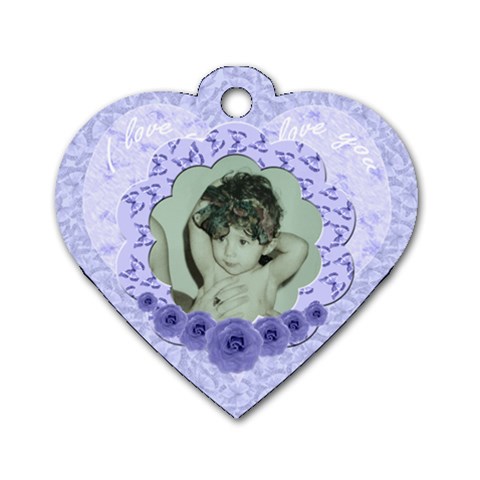 I Love You Blue Flower Heart Dog Tag By Claire Mcallen Back