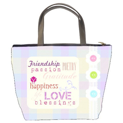 Love Friendship Pastel Bucket Bag By Happylemon Back