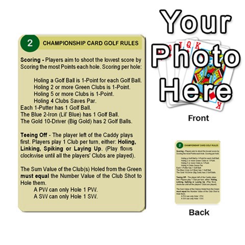 Championship Card Golf Deck (final Version 12 Back 2