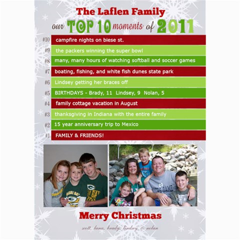 Top 10 Moments Christmas Card By Lana Laflen 7 x5  Photo Card - 5