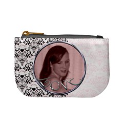 Pink with black lace love mini purse Valentines - Mini Coin Purse