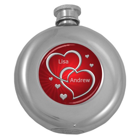 Love Silver And Red Hip Flask By Deborah Front