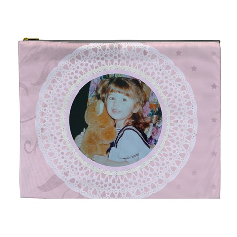 Pink Love Lace Cosmetic Bag By Claire Mcallen Front