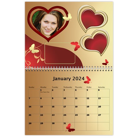 Valentine Wall Calendar (any Year) By Deborah Jan 2024