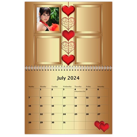 Valentine Wall Calendar (any Year) By Deborah Jul 2024
