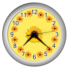 Flower Clock 5 - Wall Clock (Silver)