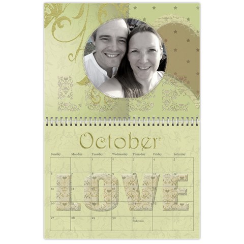 Large Wall  love  Calendar 2024 Red And Gold  By Claire Mcallen Oct 2024