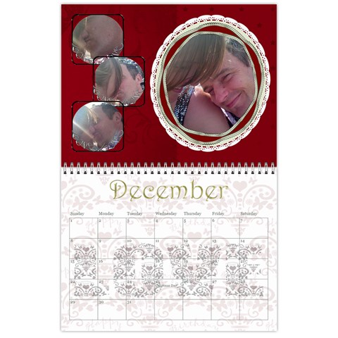 Large Wall  love  Calendar 2024 Red And Gold  By Claire Mcallen Dec 2024