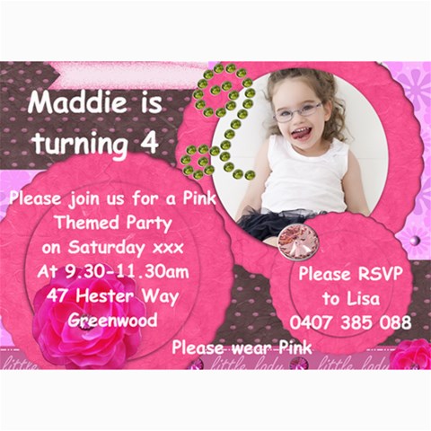 Maddie Birthday Invitation 2012 By Lisa Dare 7 x5  Photo Card - 1