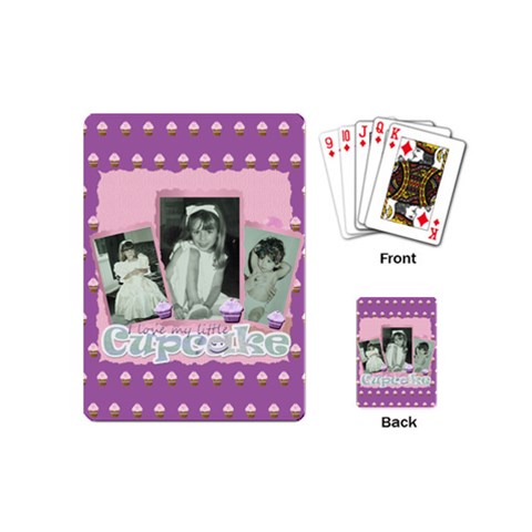 I Love My Little Cupcake Pink And Purple Mini Playing Cards By Claire Mcallen Back