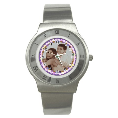 Purple Background Mini Cupcake Frame Watch By Claire Mcallen Front