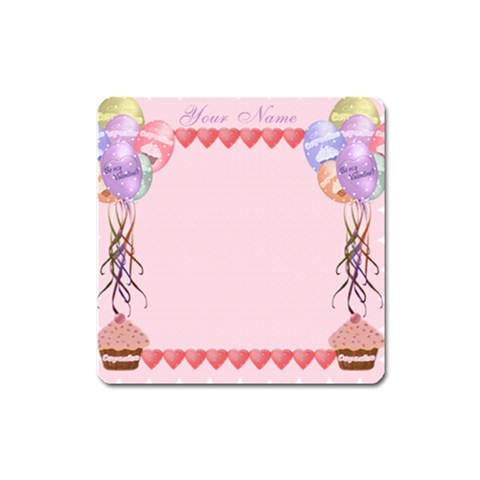 Square Balloons And Cupcake Magnet By Claire Mcallen Front