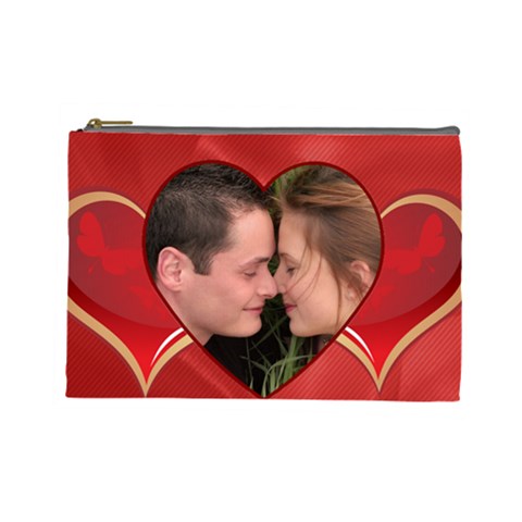 Love Heart Large Cosmetic Bag By Deborah Front
