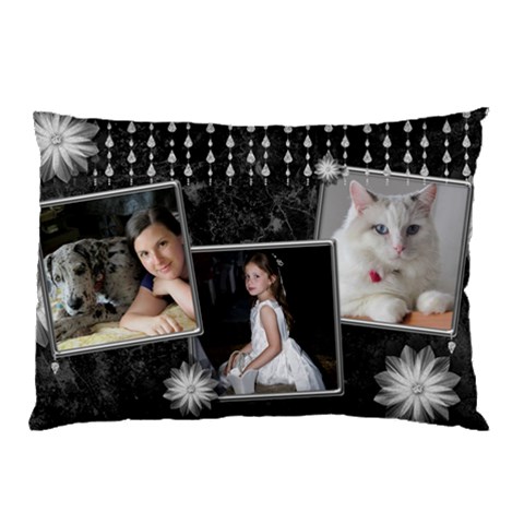 Black Marble Pillow Case(2 Sided) With Diamonds By Deborah Front