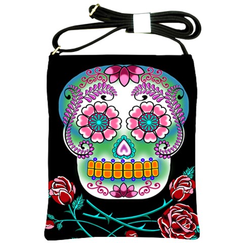 Sugar Skull Shoulder Sling Bag By Chaido Front