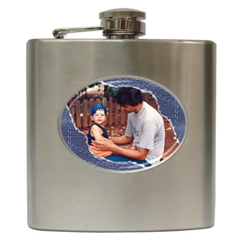 Denim Hip Flask By Deborah Front