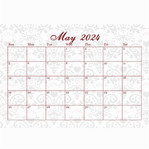 2024 February Start Red Love Heart Calendar By Claire Mcallen Oct 2024