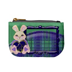 Tartan Love Bunny blue and green mini coin purse