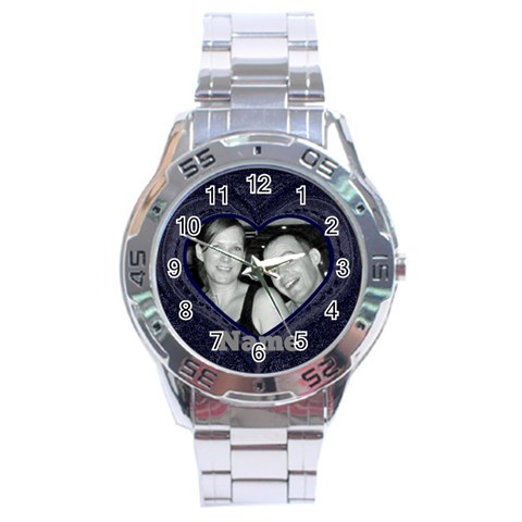 Mens Blue Heart Watch By Claire Mcallen Front