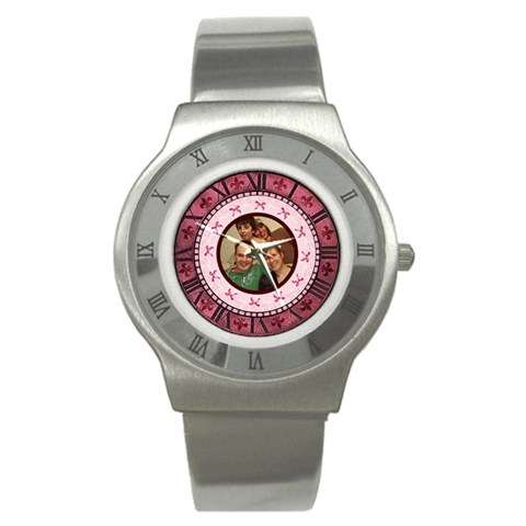 Pink Roman Numerals Bow Watch By Claire Mcallen Front