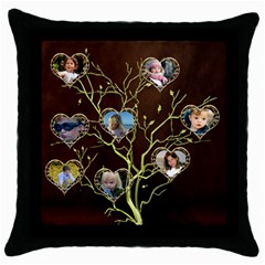 My Family Tree - Throw Pillow Case (Black)