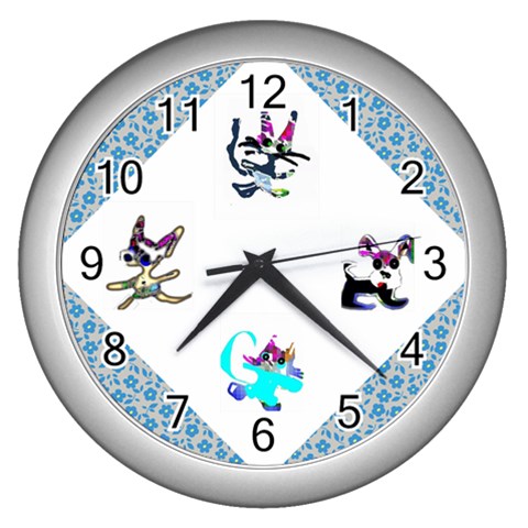Cats And Dogs Blue Clock By Riksu Front