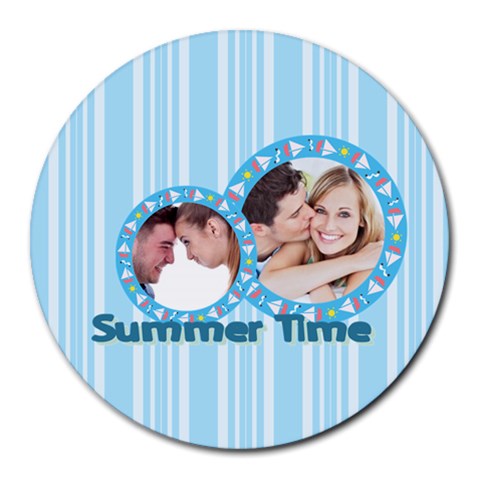 Summer Time By May 8 x8  Round Mousepad - 1