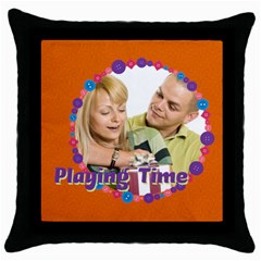 playing time - Throw Pillow Case (Black)