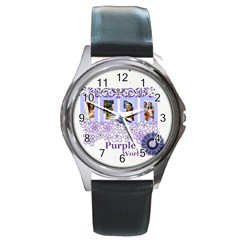 purple - Round Metal Watch