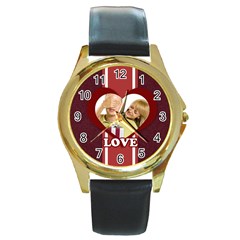 love - Round Gold Metal Watch